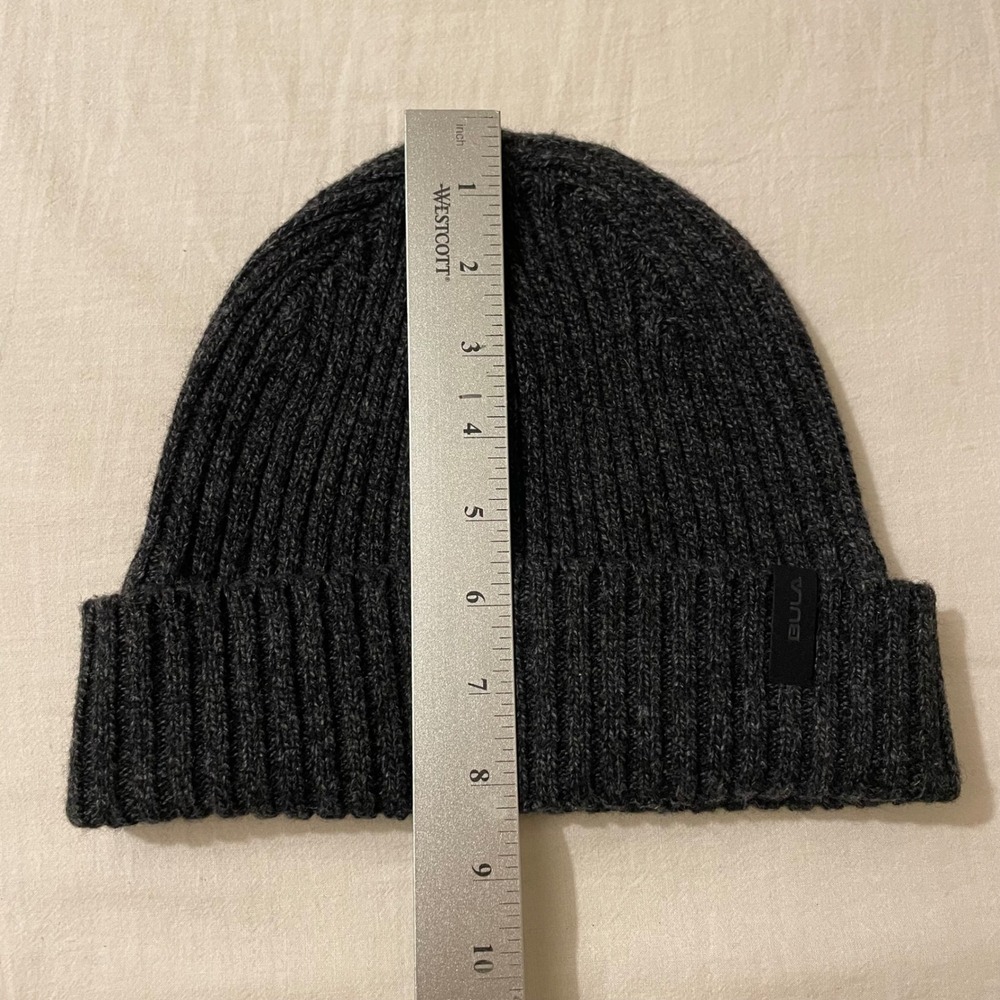 Bula‎ Mens Charcoal Gray Ribbed Knit Fleece Lined Cuffed Beanie Hat OS 1729619 - Picture 4 of 6